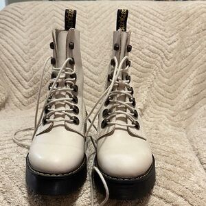 Dr. Martens White Lace-Up Combat Boots